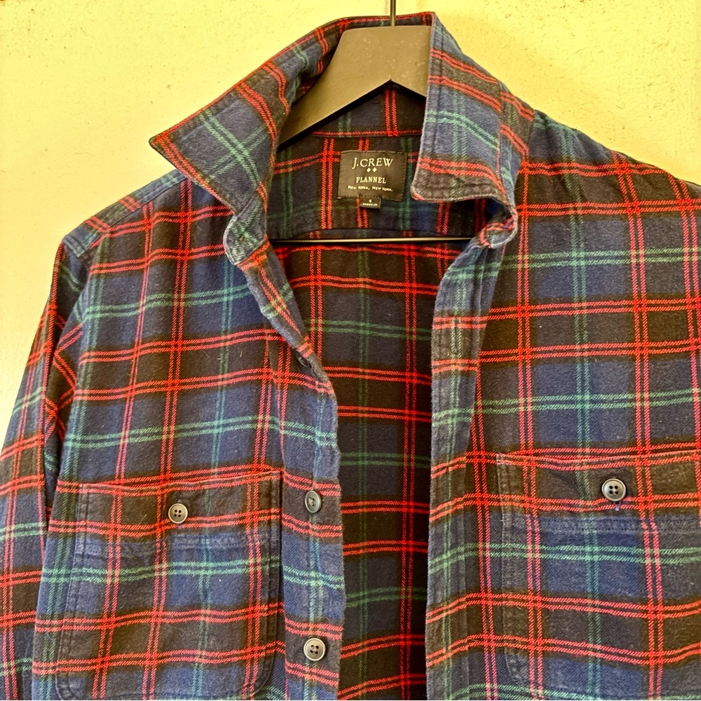 J.Crew Tartan Flannel Shirt - Blue and Red in Size S